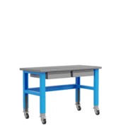Стол металлический промышленный PLC 1500 мм на колесах с 2 ящиками