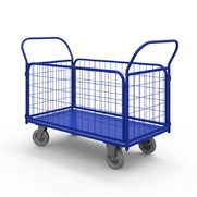 Тележка платформенная с сетчатыми бортами ТС 2 (г/п 550 кг, 900x600 мм, колеса серая резина 200 мм)